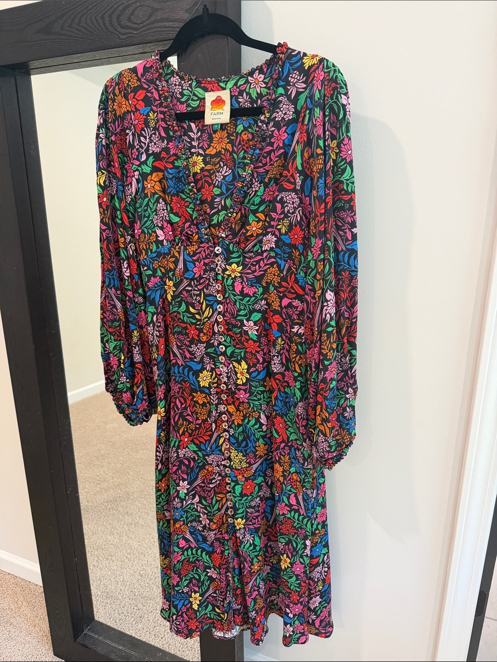 FARM Rio Bright Multicolor Floral Long Sleeve Dress